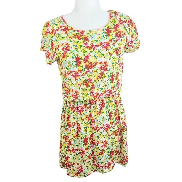 Dresses & Skirts - Women's Red Green Yellow Floral Mini Dress